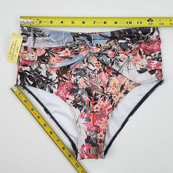 Urban Lux Resort Women's 3 Piece Bikini Sarong Tropical Silver Pink Print Size S - Picture 12 of 16